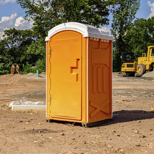 how often are the portable restrooms cleaned and serviced during a rental period in Babcock